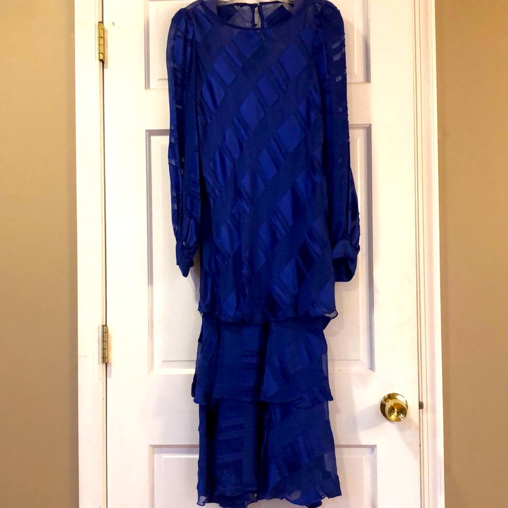 80s Lillie Rubin Blue Dress